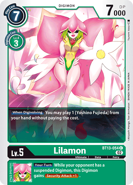 (054) Digimon TCG Versus Royal Knights Single: Lilamon (BT13-054) Common