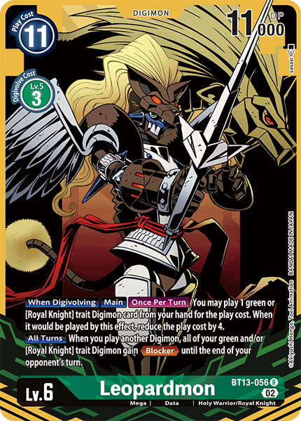(056) Digimon TCG Versus Royal Knights Single: Leopardmon (BT13-056) (V.2) Alternative Art