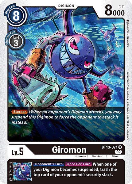 (071) Digimon TCG Versus Royal Knights Single: Giromon (BT13-071) Uncommon