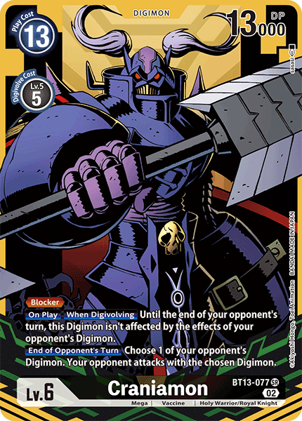 (077) Digimon TCG Versus Royal Knights Single: Craniamon (BT13-077) (V.2) Alternative Art