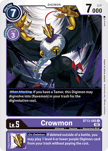 (085) Digimon TCG Versus Royal Knights Single: Crowmon (BT13-085) Common