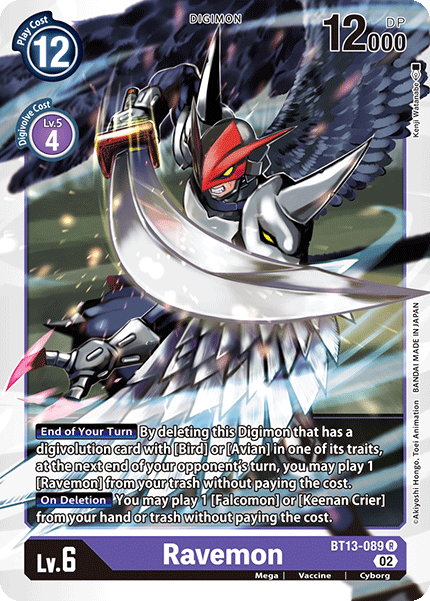 (089) Digimon TCG Versus Royal Knights Single: Ravemon (BT13-089) Rare