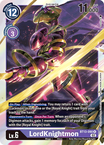 (090) Digimon TCG Versus Royal Knights Single: LordKnightmon (BT13-090) Rare