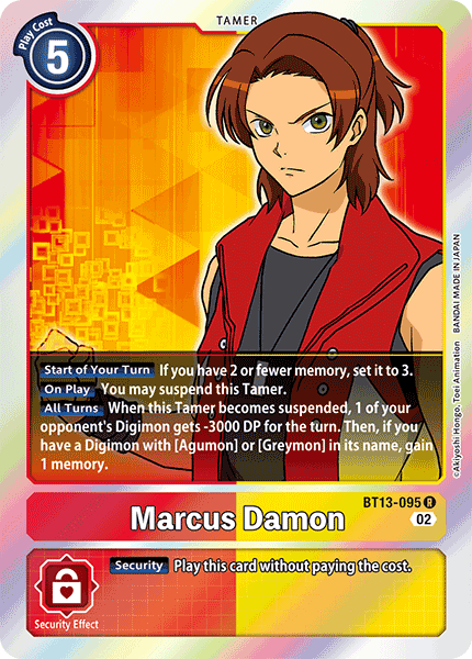 (095) Digimon TCG Versus Royal Knights Single: Marcus Damon (BT13-095) Rare