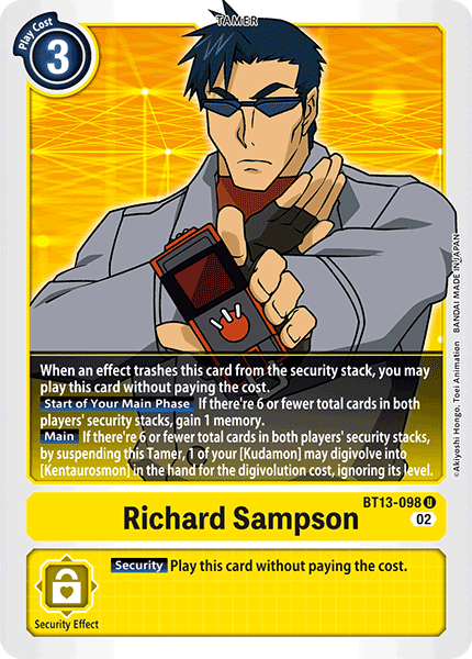 (098) Digimon TCG Versus Royal Knights Single: Richard Sampson (BT13-098) Uncommon