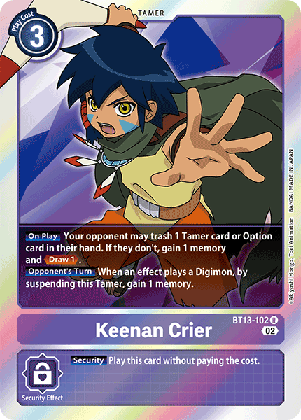 (102) Digimon TCG Versus Royal Knights Single: Keenan Crier (BT13-102) Rare