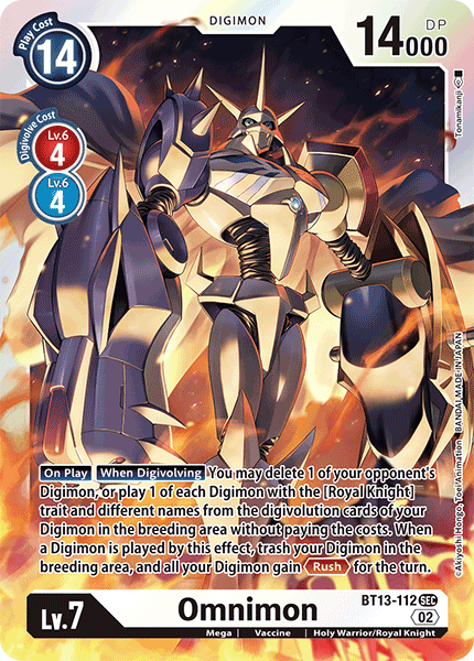 (112) Digimon TCG Versus Royal Knights Single: Omnimon (BT13-112) (V.1) Secret Rare