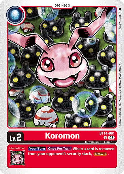 (001) Digimon TCG Blast Ace Single: Koromon (BT14-001) Uncommon