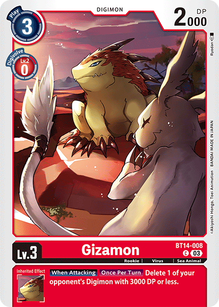 (008) Digimon TCG Blast Ace Single: Gizamon (BT14-008) Common