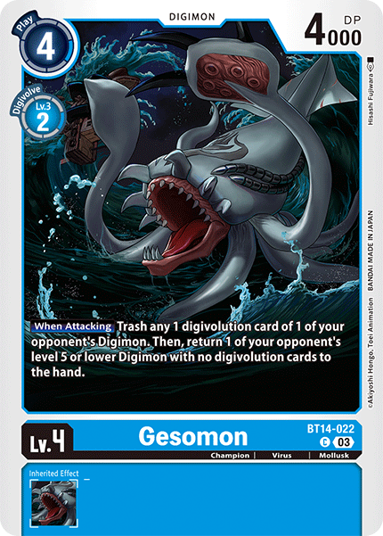 (022) Digimon TCG Blast Ace Single: Gesomon (BT14-022) Common