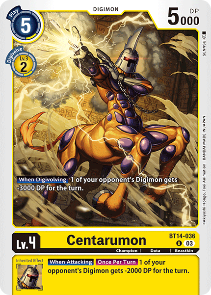 (036) Digimon TCG Blast Ace Single: Centarumon (BT14-036) Uncommon