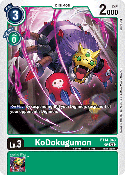 (043) Digimon TCG Blast Ace Single: KoDokugumon (BT14-043) Common