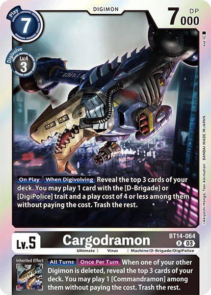 (064) Digimon TCG Blast Ace Single: Cargodramon (BT14-064) Rare