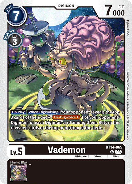 (065) Digimon TCG Blast Ace Single: Vademon (BT14-065) Common