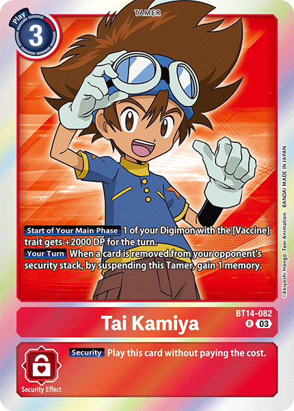 (082) Digimon TCG Blast Ace Single: Tai Kamiya (BT14-082) (V.1) Rare
