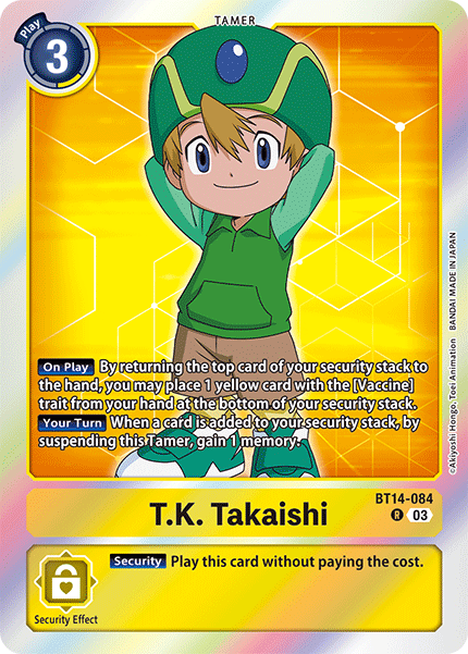 (084) Digimon TCG Blast Ace Single: T.K. Takaishi (BT14-084) (V.1) Rare