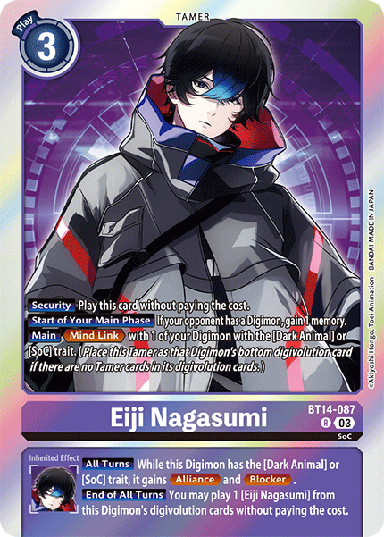 (087) Digimon TCG Blast Ace Single: Eiji Nagasumi (BT14-087) (V.1) Rare
