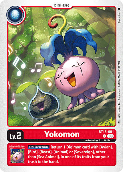 (001) Digimon TCG Exceed Apocalypse Single: Yokomon (BT15-001) Uncommon