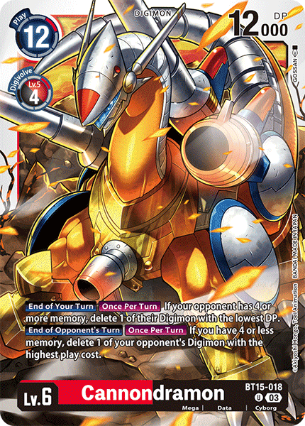 (018) Digimon TCG Exceed Apocalypse Single: Cannondramon (BT15-018) Uncommon