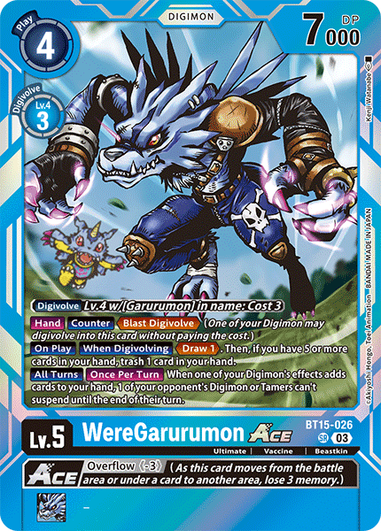 (026) Digimon TCG Exceed Apocalypse Single: WereGarurumon Ace (BT15-026) Super Rare