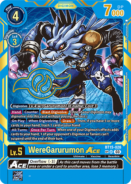 (026) Digimon TCG Exceed Apocalypse Single: WereGarurumon Ace (BT15-026) (V.3) Special