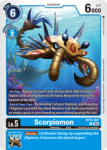 (027) Digimon TCG Exceed Apocalypse Single: Scorpiomon (BT15-027) Common