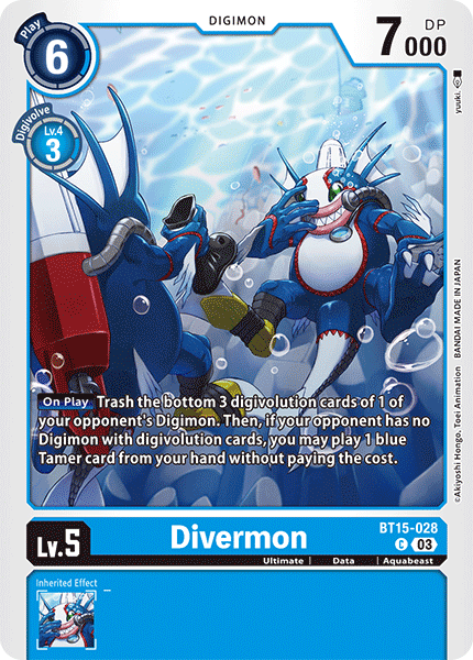 (028) Digimon TCG Exceed Apocalypse Single: Divermon (BT15-028) Common