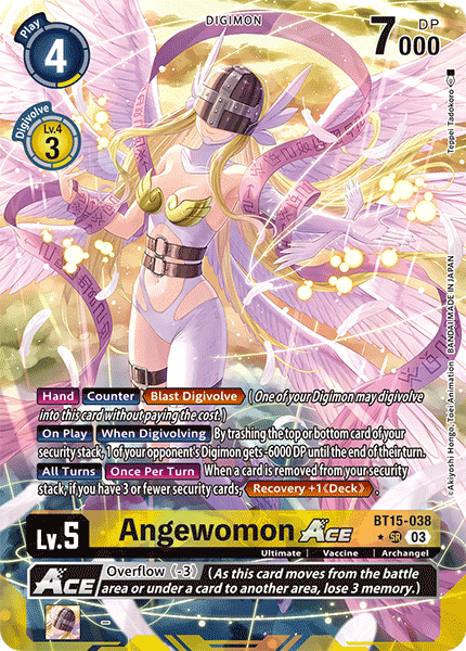 (038) Digimon TCG Exceed Apocalypse Single: Angewomon Ace (BT15-038) (V.2) Alternative Art