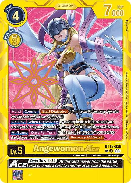 (038) Digimon TCG Exceed Apocalypse Single: Angewomon Ace (BT15-038) (V.3) Special