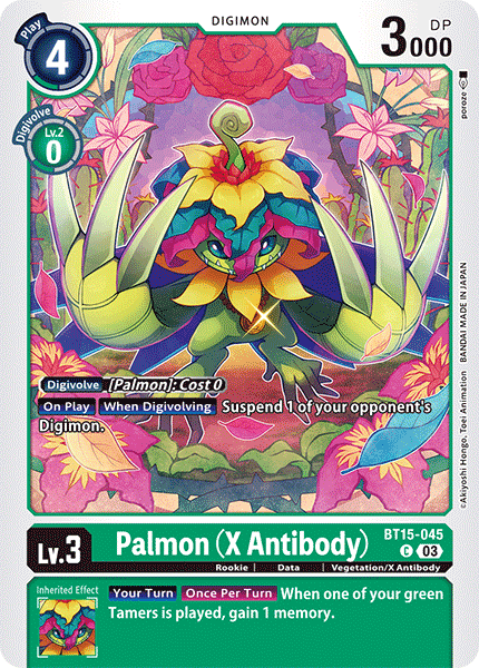 (045) Digimon TCG Exceed Apocalypse Single: Palmon (X Antibody) (BT15-045) Common