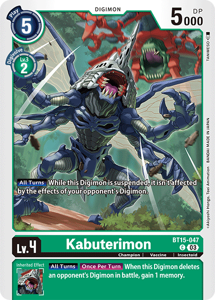 (047) Digimon TCG Exceed Apocalypse Single: Kabuterimon (BT15-047) Common