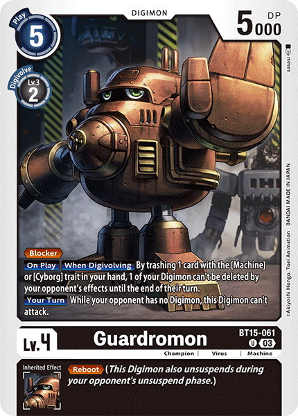 (061) Digimon TCG Exceed Apocalypse Single: Guardromon (BT15-061) Uncommon