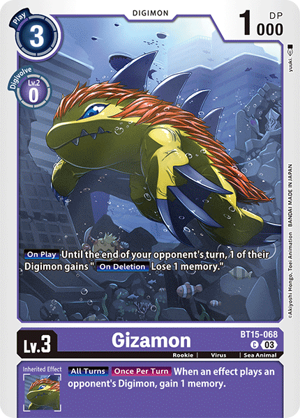 (068) Digimon TCG Exceed Apocalypse Single: Gizamon (BT15-068) Common