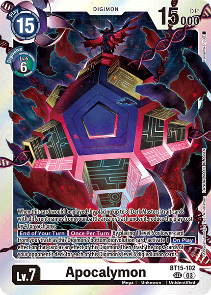 (102) Digimon TCG Exceed Apocalypse Single: Apocalymon (BT15-102) (V.1) Secret Rare