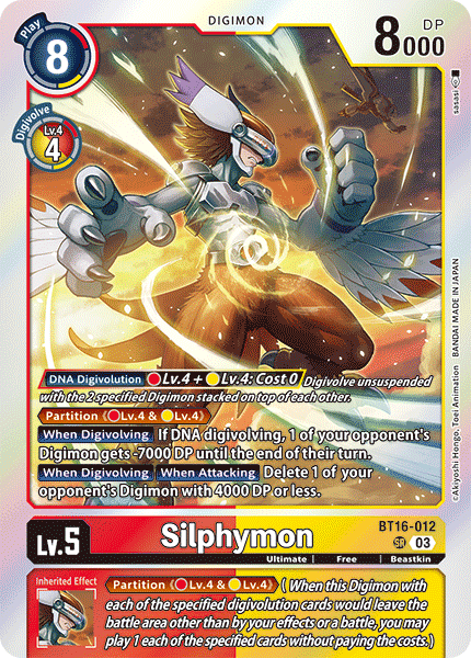 (012) Digimon TCG Beginning Observer Single: Silphymon (BT16-012) (V.1) Super Rare