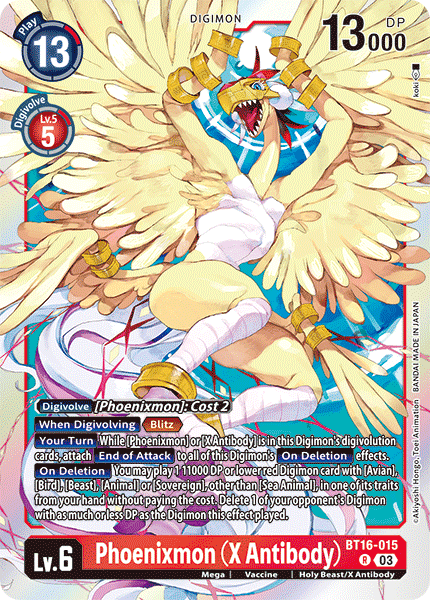 (015) Digimon TCG Beginning Observer Single: Phoenixmon (X Antibody) (BT16-015) Rare