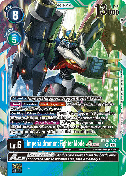 (027) Digimon TCG Beginning Observer Single: Imperialdramon: Fighter Mode Ace (BT16-027) (V.1) Rare