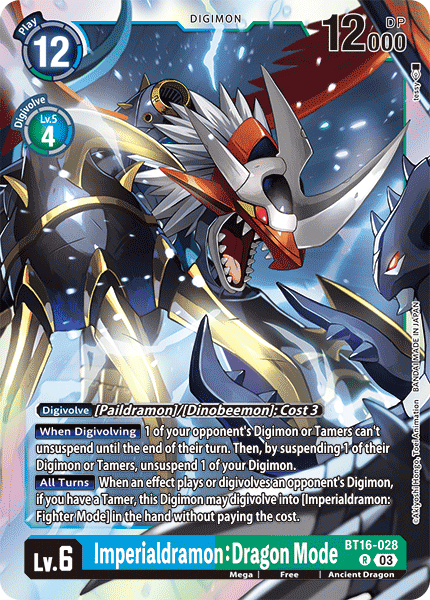 (028) Digimon TCG Beginning Observer Single: Imperialdramon: Dragon Mode (BT16-028) (V.1) Rare