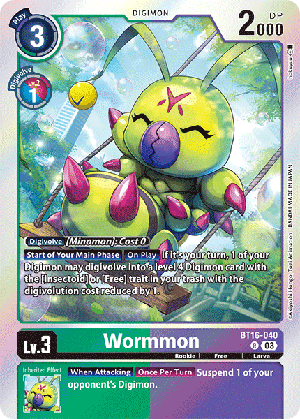 (040) Digimon TCG Beginning Observer Single: Wormmon (BT16-040) Rare