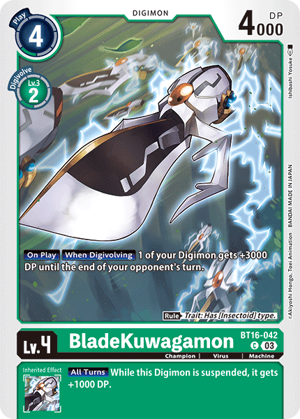 (042) Digimon TCG Beginning Observer Single: BladeKuwagamon (BT16-042) Common