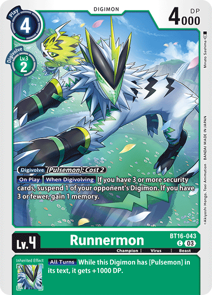 (043) Digimon TCG Beginning Observer Single: Runnermon (BT16-043) Common