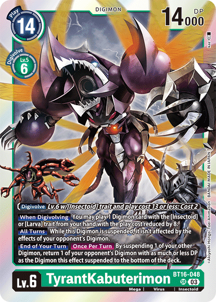 (048) Digimon TCG Beginning Observer Single: TyrantKabuterimon (BT16-048) (V.1) Super Rare
