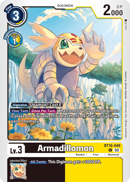 (049) Digimon TCG Beginning Observer Single: Armadillomon (BT16-049) Common