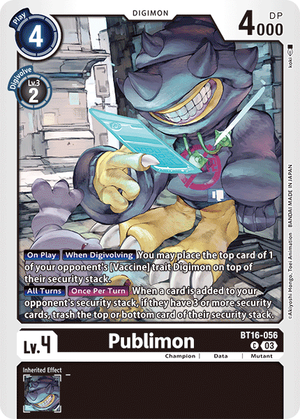 (056) Digimon TCG Beginning Observer Single: Publimon (BT16-056) Common