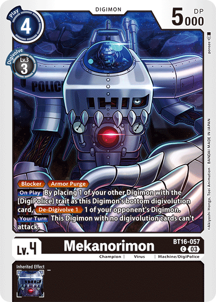 (057) Digimon TCG Beginning Observer Single: Mekanorimon (BT16-057) Common