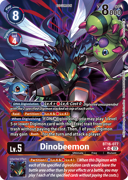 (077) Digimon TCG Beginning Observer Single: Dinobeemon (BT16-077) (V.2) Alternative Art
