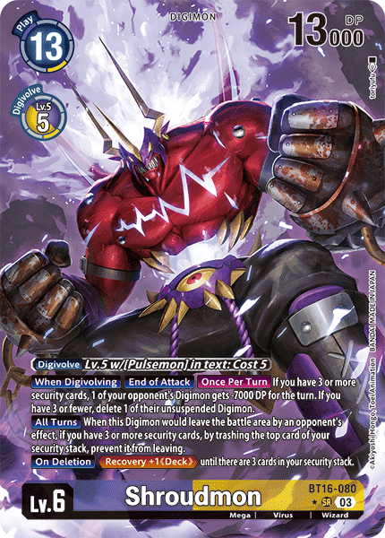 (080) Digimon TCG Beginning Observer Single: Shroudmon (BT16-080) (V.2) Alternative Art