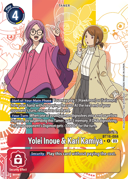 (084) Digimon TCG Beginning Observer Single: Yolei Inoue & Kari Kamiya (BT16-084) (V.2) Alternative Art