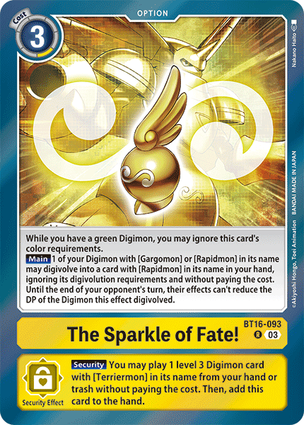 (093) Digimon TCG Beginning Observer Single: The Sparkle of Fate! (BT16-093) Rare