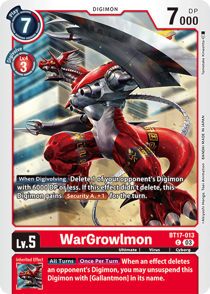 (013) Digimon TCG Secret Crisis Single: WarGrowlmon (BT17-013) Common